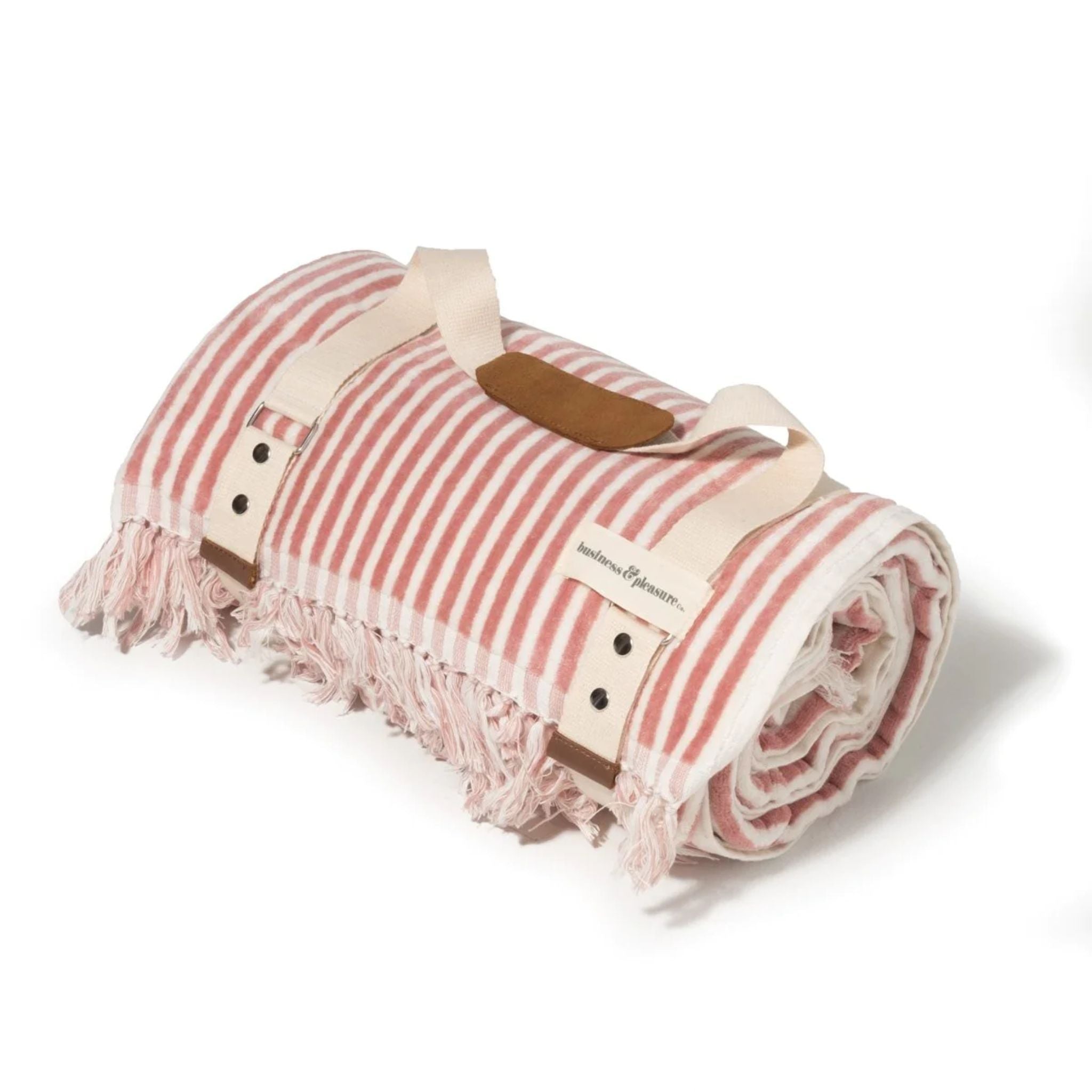 Business And Pleasure Beach Blanket - Laurens Pink Stripe