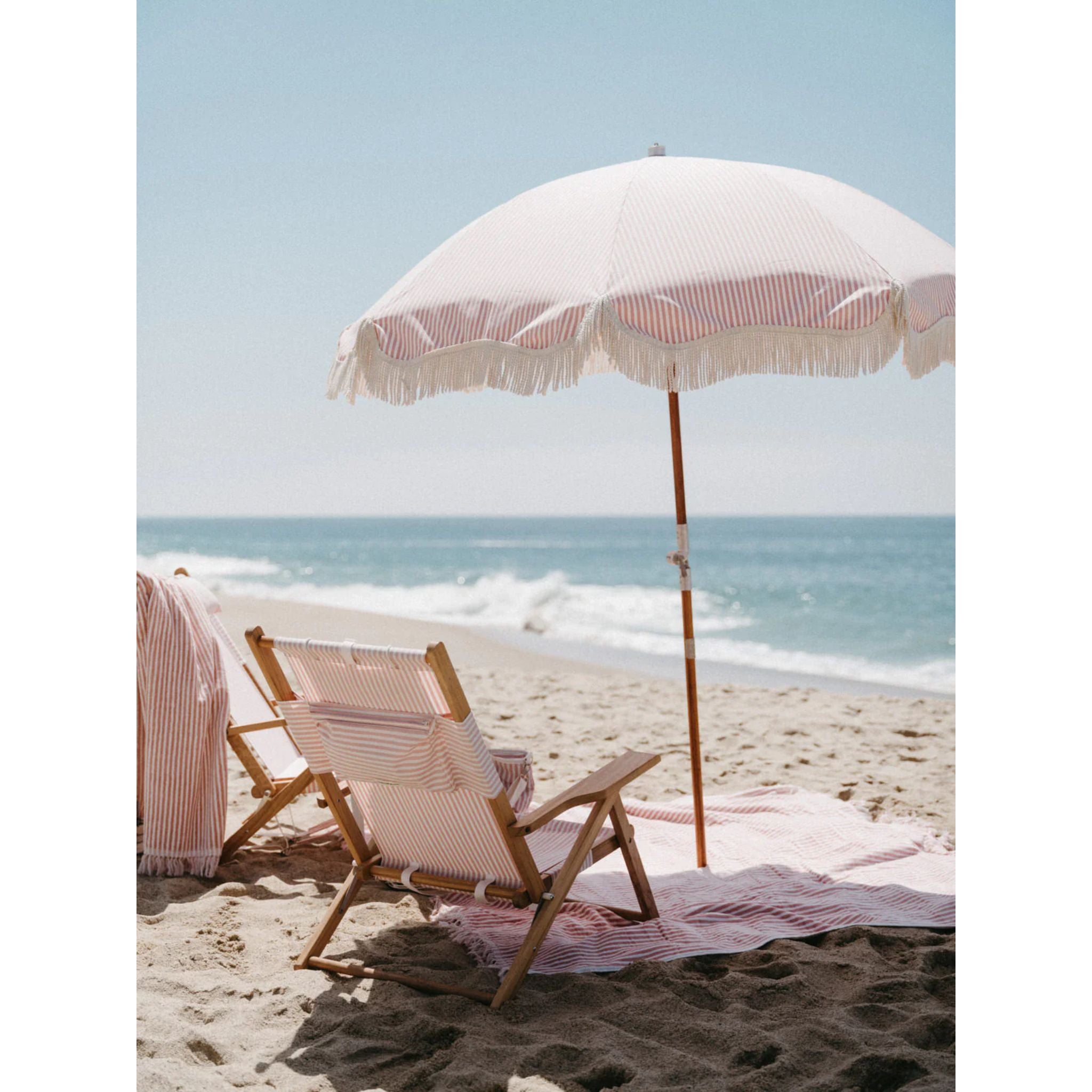 Business And Pleasure Beach Blanket - Laurens Pink Stripe