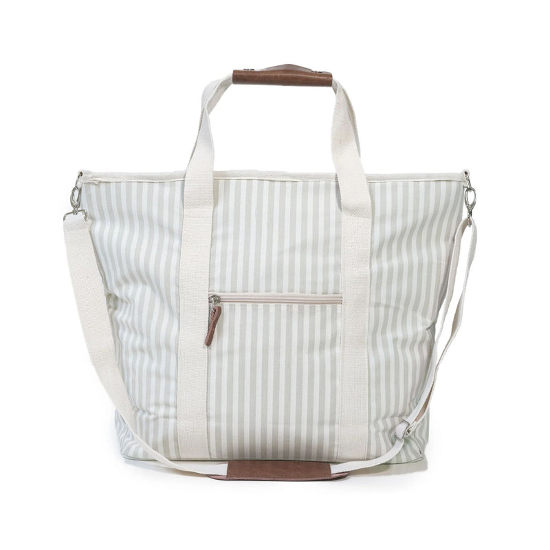 Business And Pleasure Co Cooler Tote Bag - Sage Stripe
